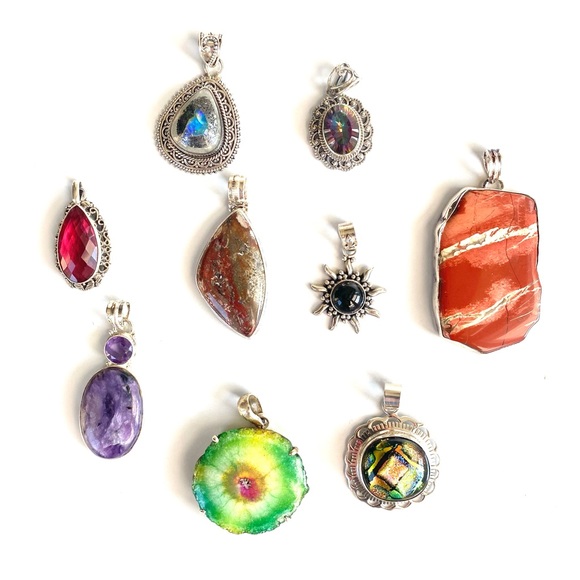 Sterling Silver Natural Red Mohave Copper Turquoise Pendant. - Picture 2 of 8